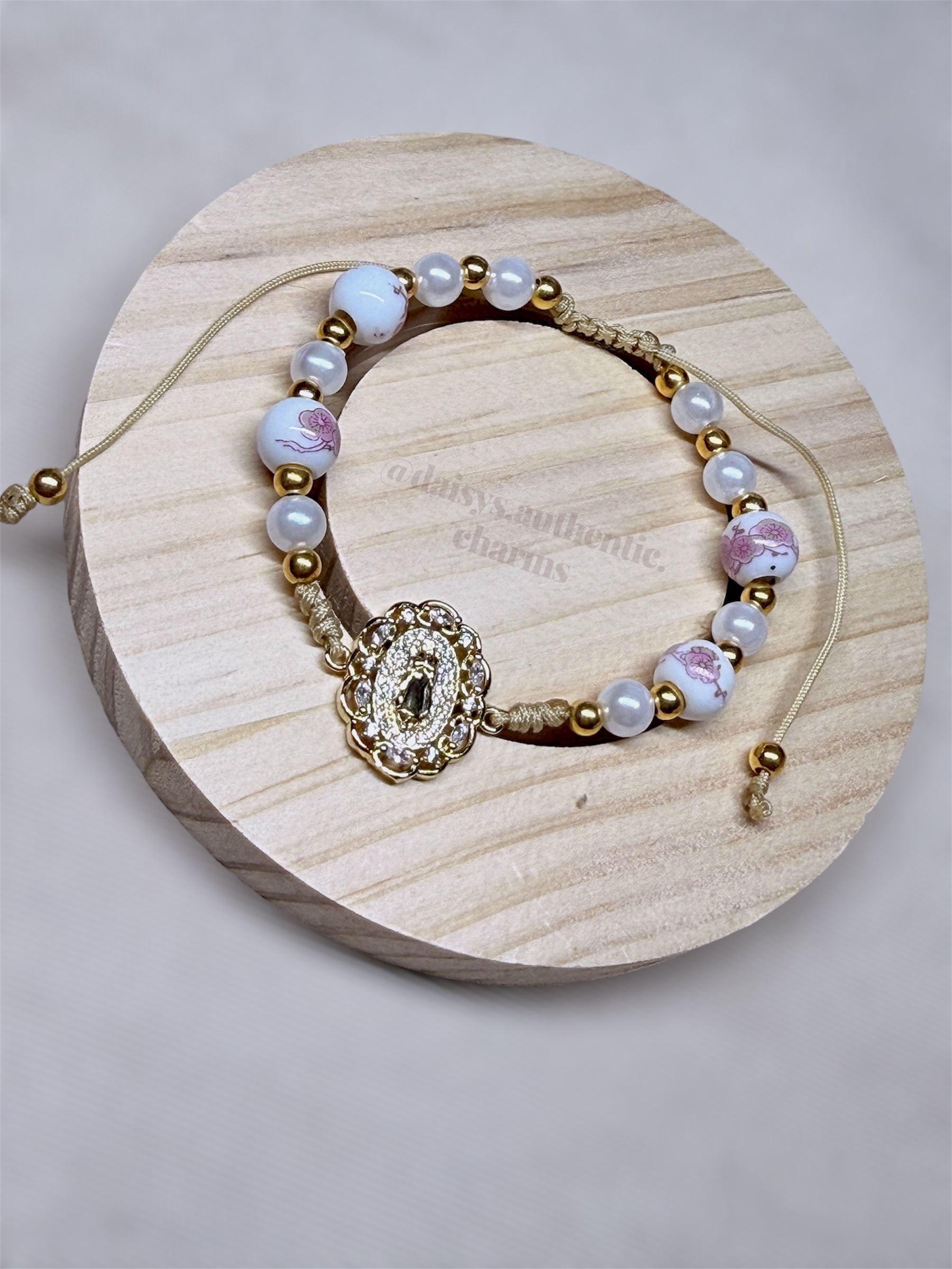 Porcelain Beads + Diamond Virgencita Center Piece