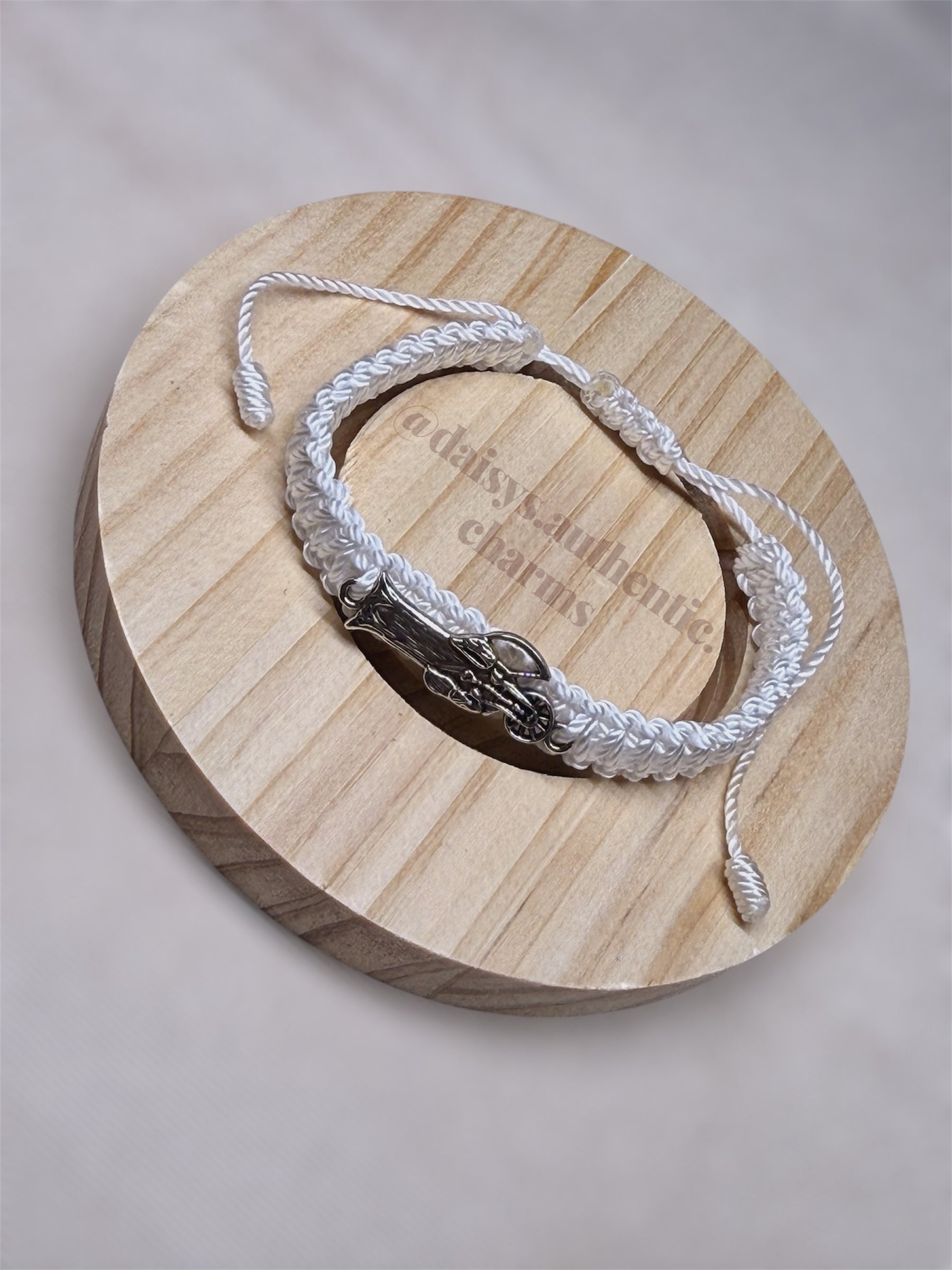 Double Braided Silver Santa Muerte