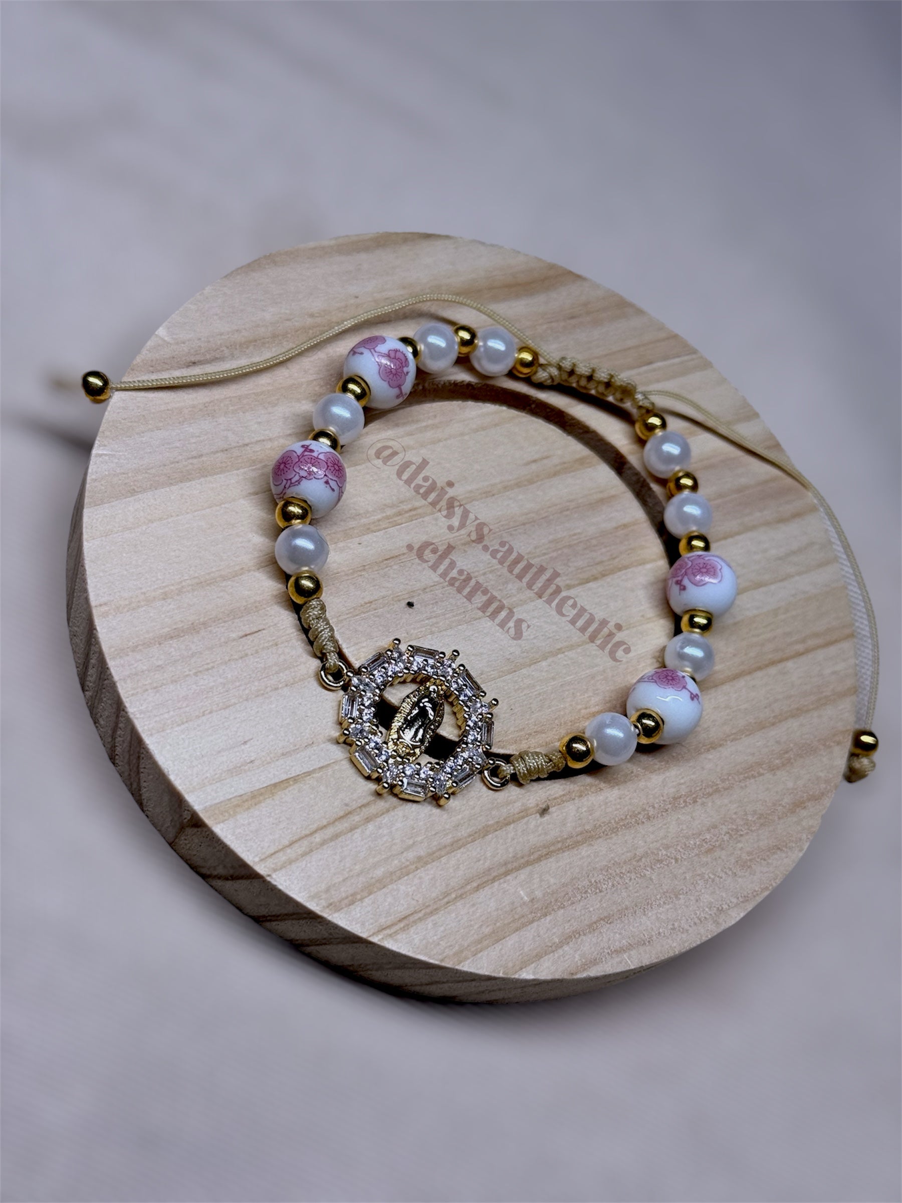 Porcelain Beads + Diamond Virgencita Center Piece