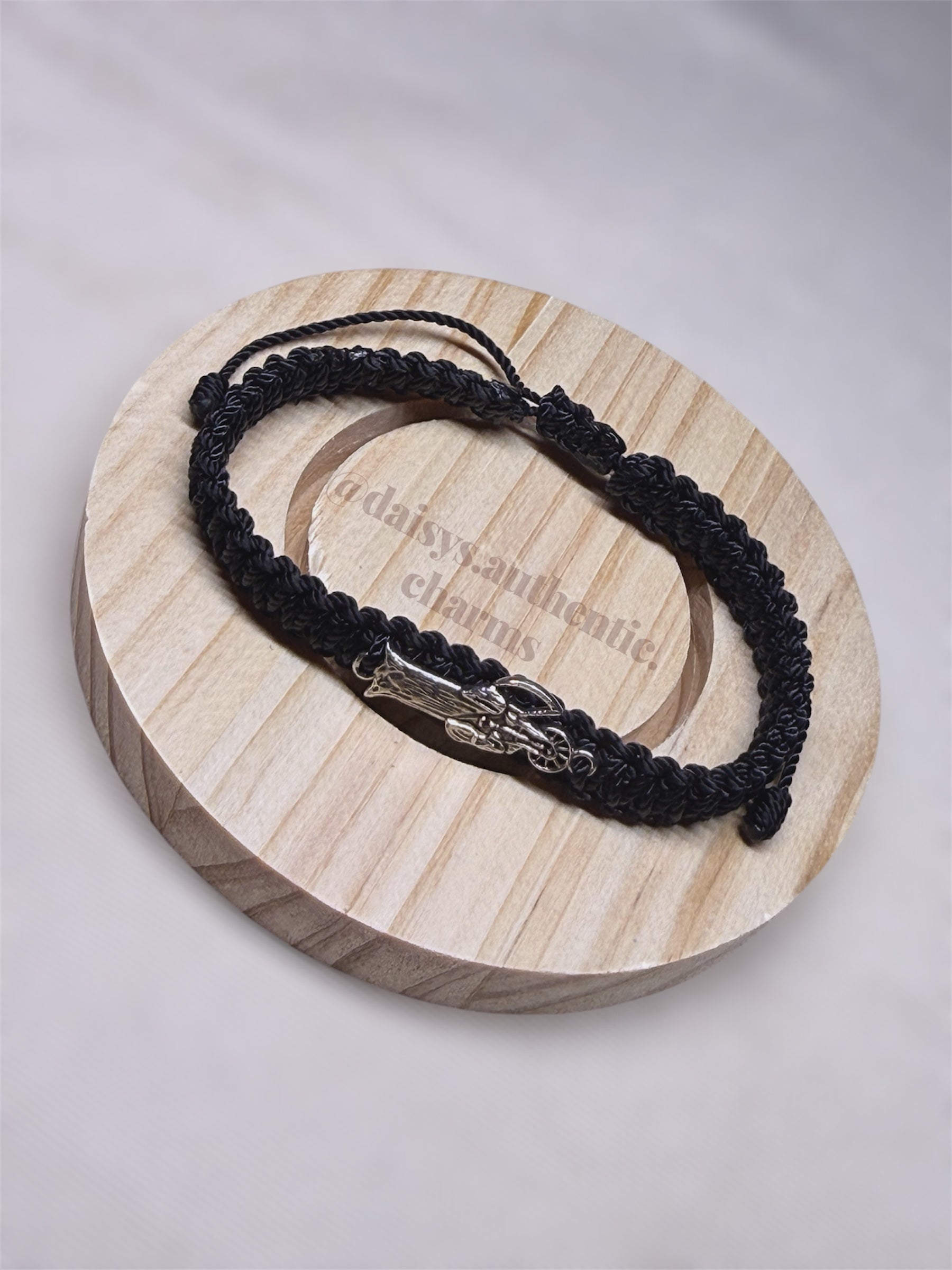 Double Braided Silver Santa Muerte